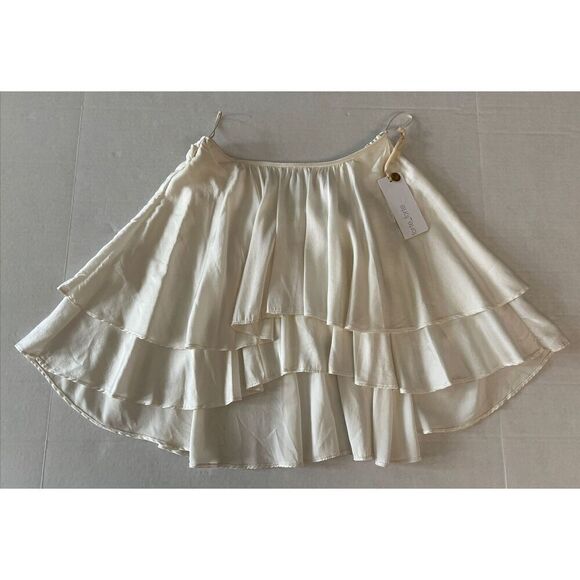 forte_forte Italy Size 0 IVORY Layered Design Silk Short Skirt - Picture 1 of 15